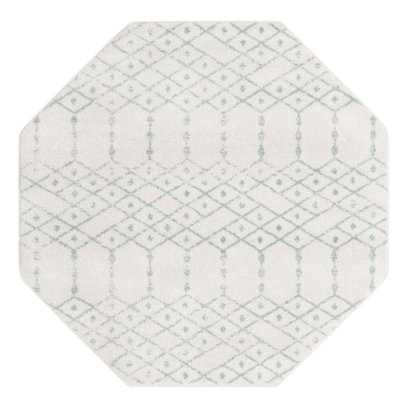 Tapis ivoire à motif géométrique ivoire d'Igon, Octogone 5 pi 3 po x 5 pi 3 po