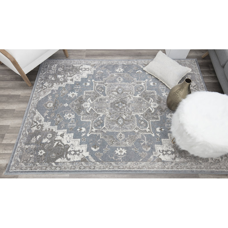 Meier Gray Area Rug, Rectangle 5' x 7'