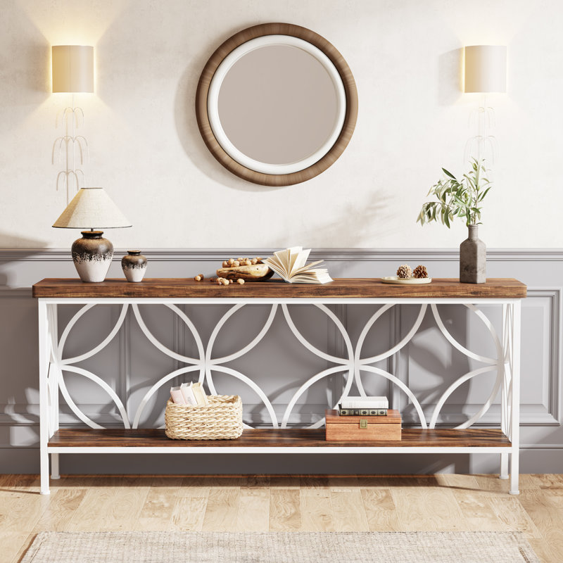 Console Laquaysha 70,86, Blanc / brun rétro