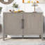 Armoire de rangement minimaliste en bois avec poignées en métal-1238005133