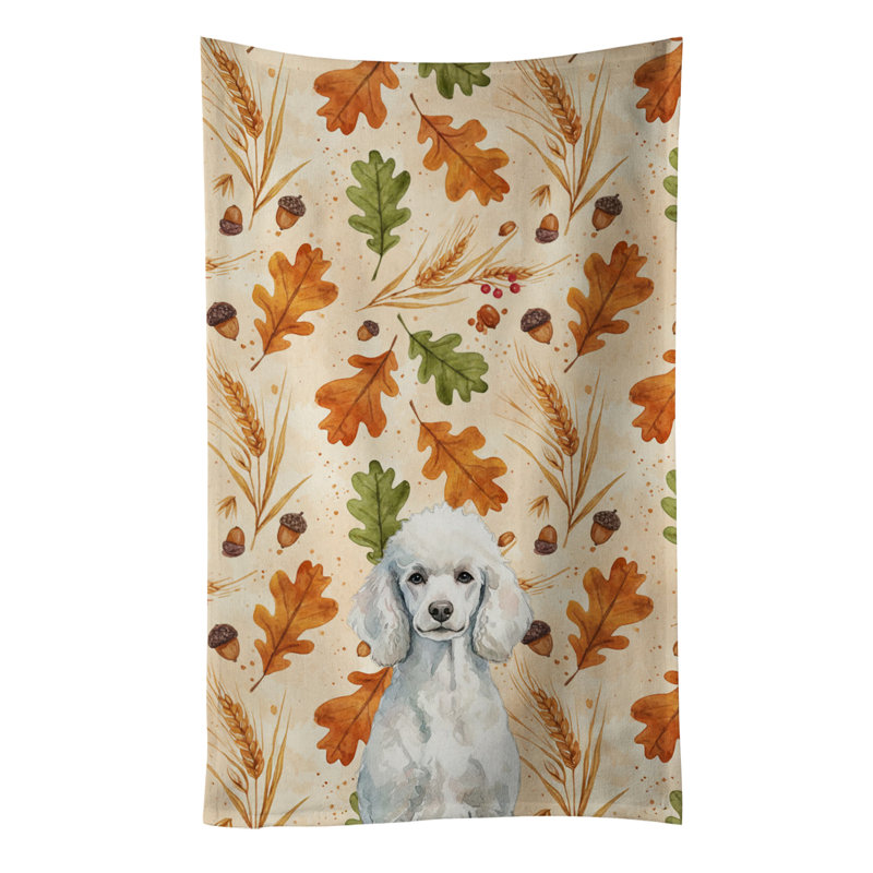 Serviette de cuisine standard blanche, Caniche blanc standard