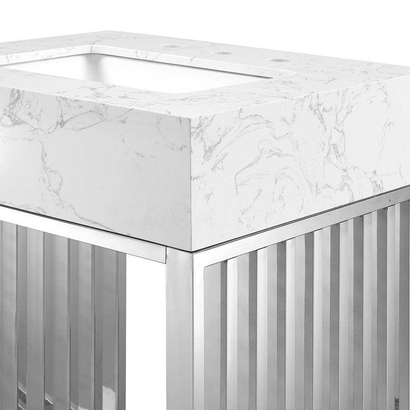 Modway Gridiron 24" Bathroom Vanity, Silver