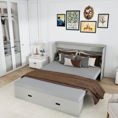 Lit escamotable avec tiroirs de rangement pour chambre d'amis, salon, cadre de lit moderne pour chambre à coucher