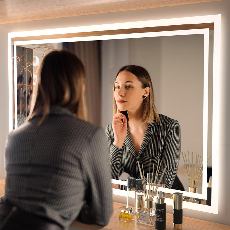 Led Bathroom Mirror with Lights，Anti-Fog, Dimmable, Backlit + Front Lit, lighted Vanity Mirror for Wall., 36" x 28"