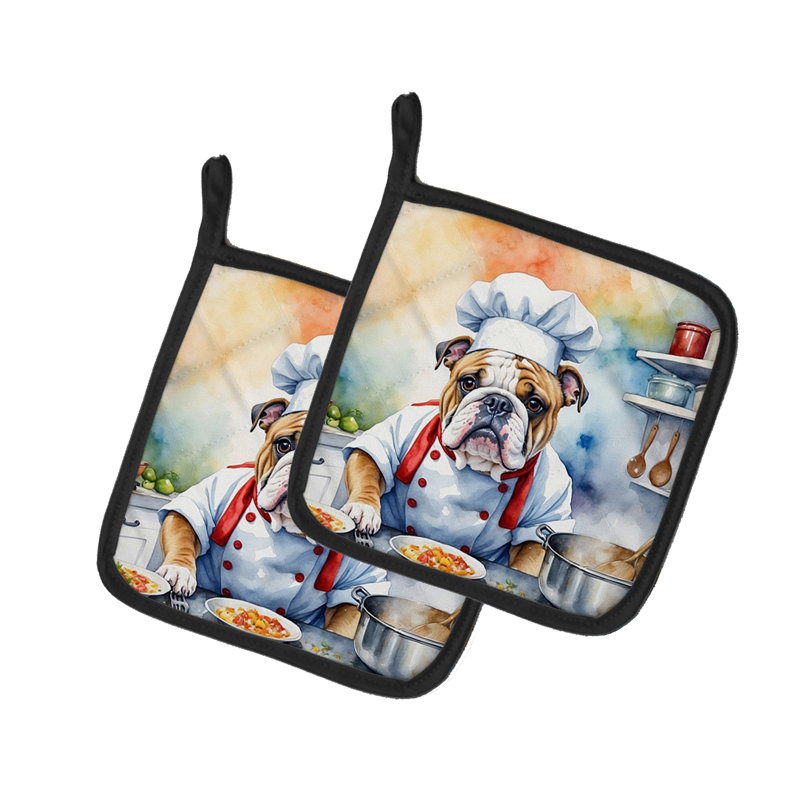 Caroline's Treasures The Dog Chef Polyester Potholder Set