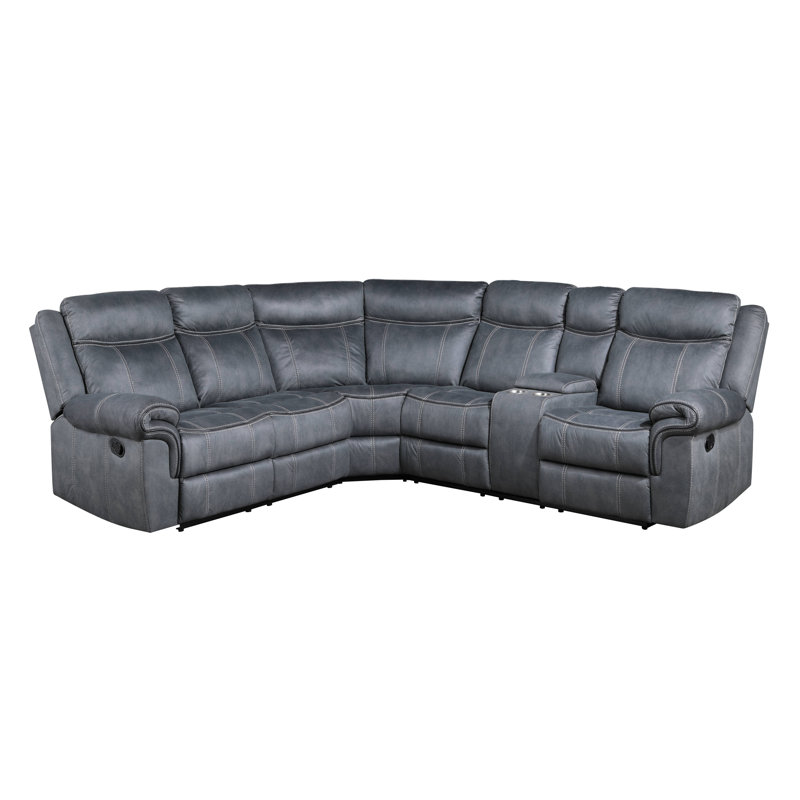 Canapé modulaire inclinable en velours Everwell, Velours gris