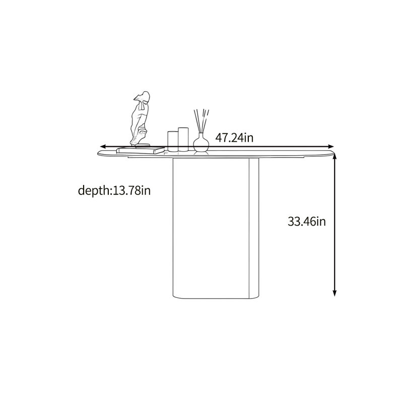 Console simple mais luxueuse, H 33,46 po x l 47,24 po x P 13,78 po, Doré