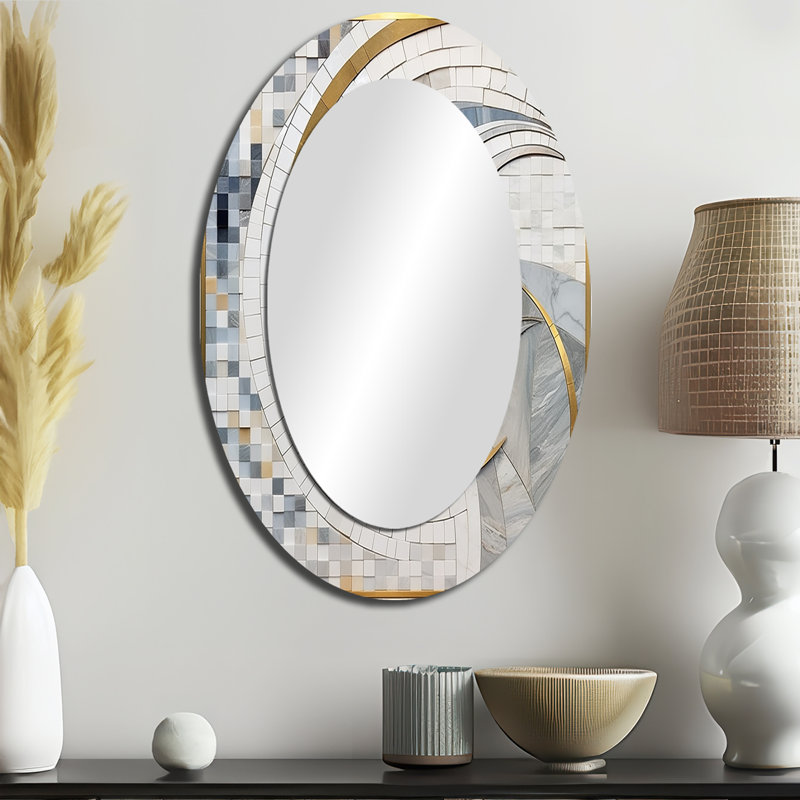 Miroir mural gris et jaune II, 36 po x 24 po
