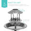 Solar Outdoor Bird Bath with Flower Pot Base and Feeder-2041741224