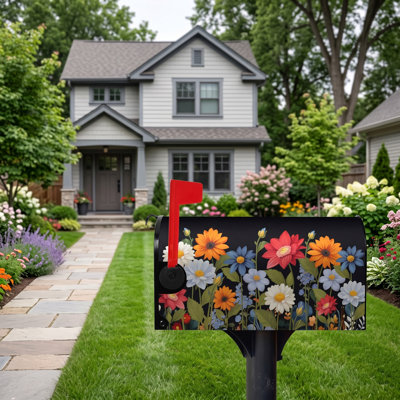 21 x 18 Inch Magnetic Seasonal Floral Mailbox Wraps, Vibrant Daisy Pattern Spring‑Summer Mailbox Cover, Standard‑Size Decorative Letter Box Skin for Outdoor Garden Yard Decoration