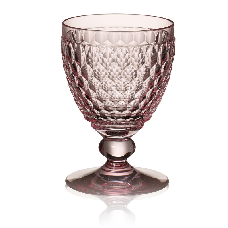 Boston Clear Crystal Goblet Set with Textured Design, 11 oz.
