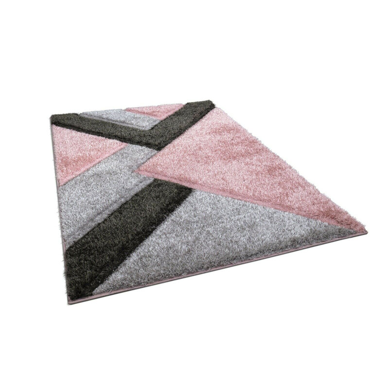 Hudnall Geometric Shag Area Rug, Rectangle 60 x 110cm