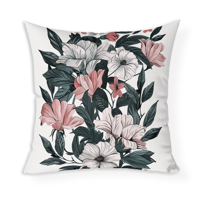 Coussin Divine, H 18 po x l 18 po, Vert/rose