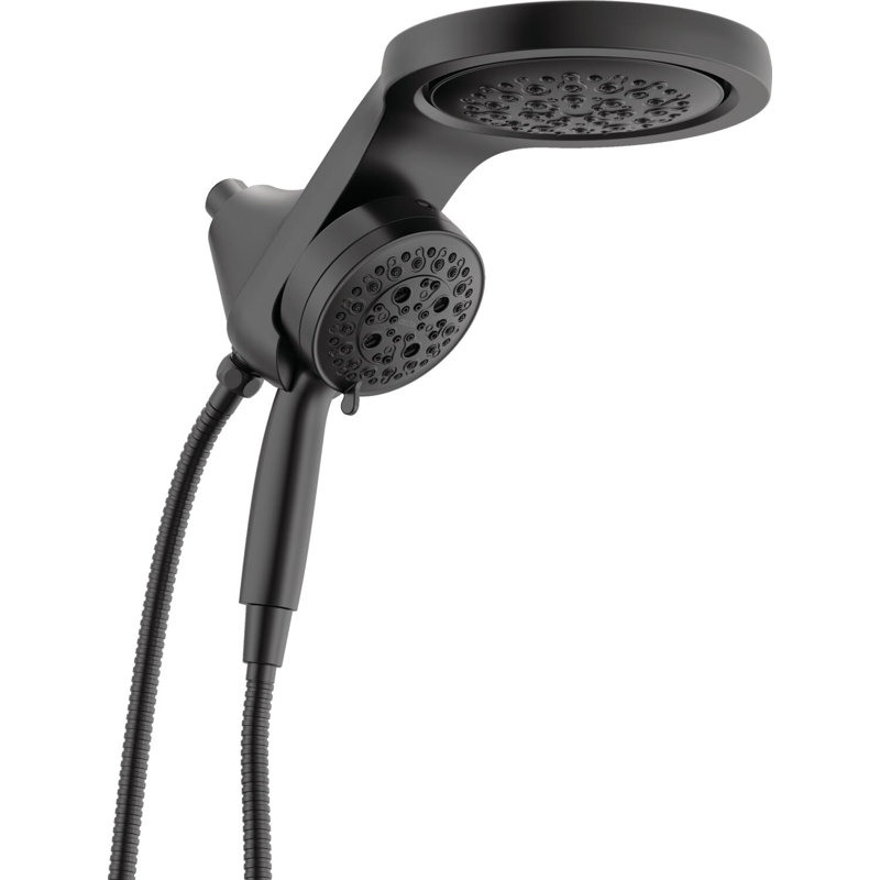 6-Setting HydroRain 2-in-1 Dual Shower Head with ProClean Spray, 2.5 GPM, Matte Black