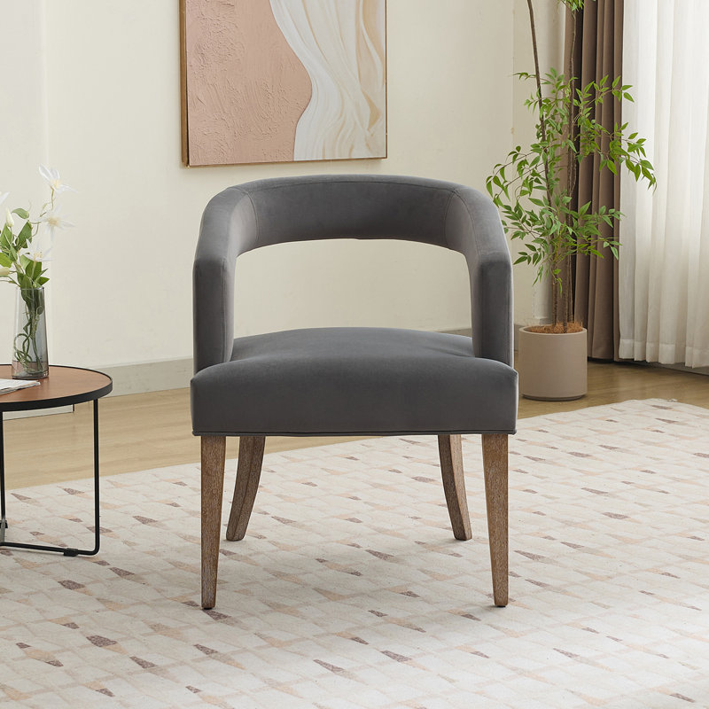 Chaise d'appoint moderne avec dossier ouvert, Velours gris velours