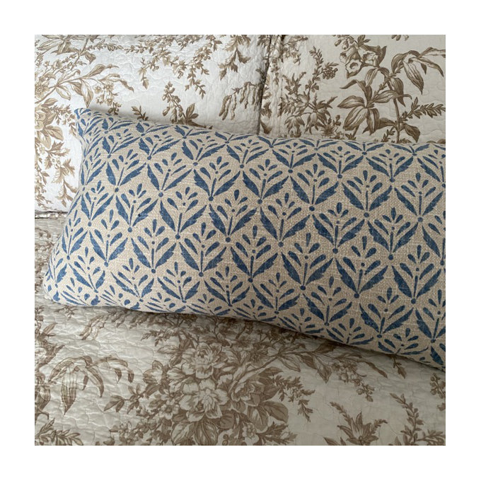 Cotton Lumbar Pillow - Light Blue, Down Blend