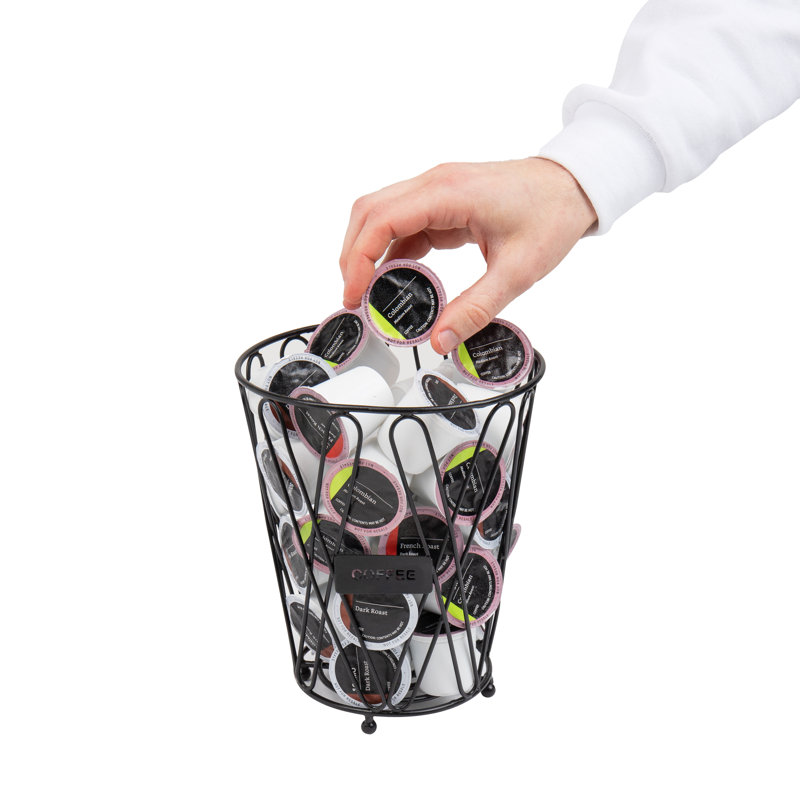 Matte Black Steel Coffee Pod Storage Basket