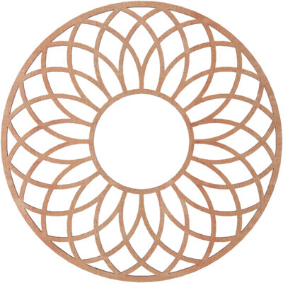 16 po x 5 po x 5 1/2 po x P 3/8 po, médaillon de plafond en bois ajouré, panneau de fibres à densité moyenne brut