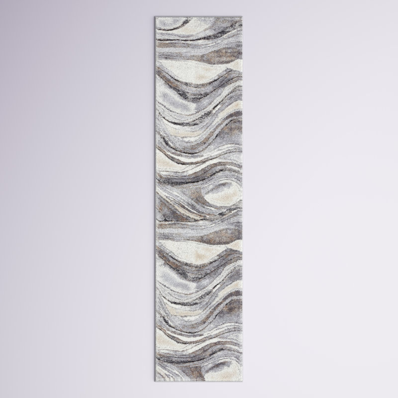 Makenna Abstract Gray/Beige/Brown Area Rug, Runner 2'2" x 15'
