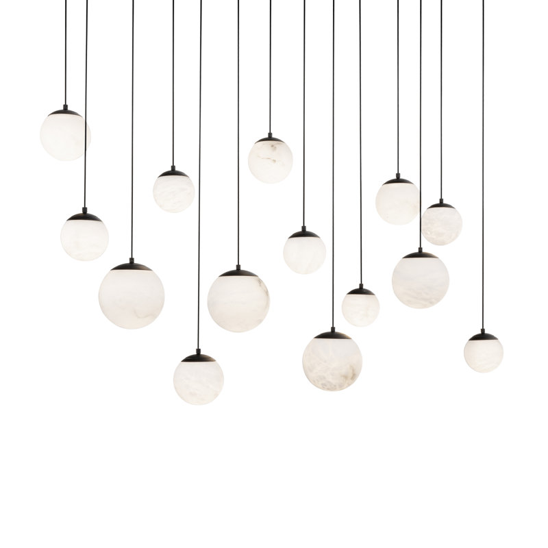 Pisces - Light LED Cluster Pendant, Aged Brass, 5.38" H x 40" W x 9.5" D, 14