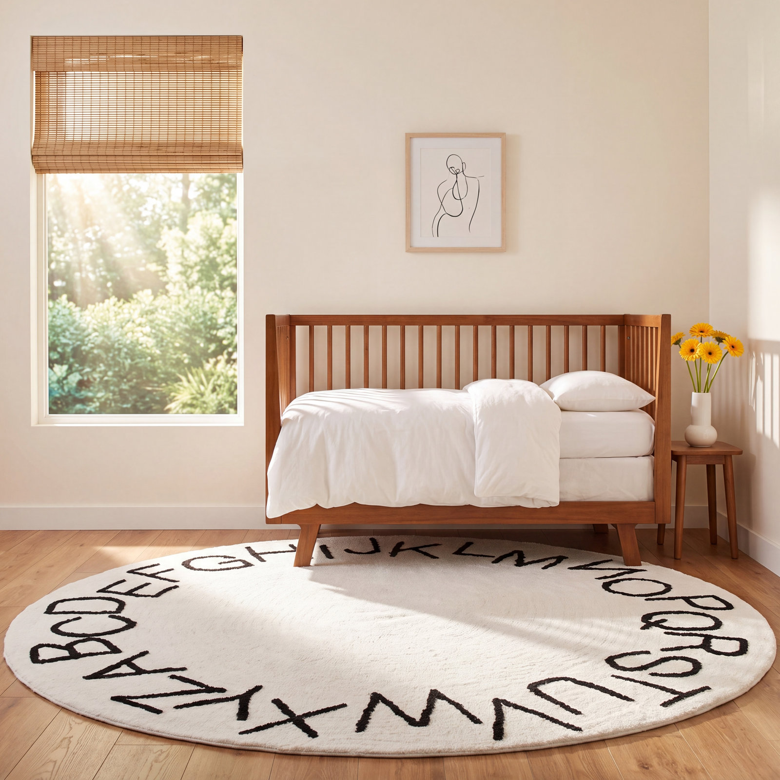 Fayte Alphabet SpinCleanable Rug, Round 4'