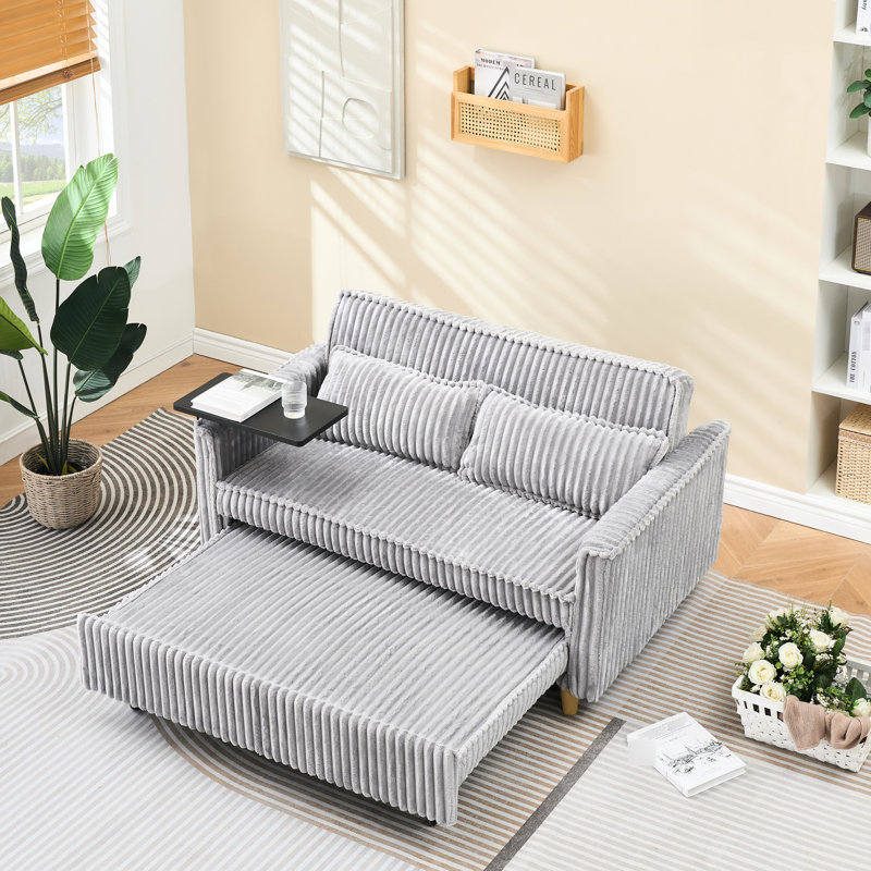 Breathtaking Gray Corduroy With Movable Table And Facility