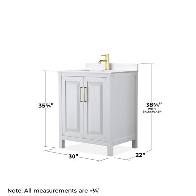 Ensemble de meuble-lavabo simple 30 po avec plateau en quartz et miroir Daria
