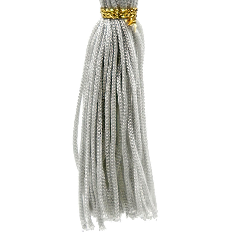 9" Long Acrylic Drop with Polyester Tassel Hanging Ornaments - Set of 12 - Clear/Silver