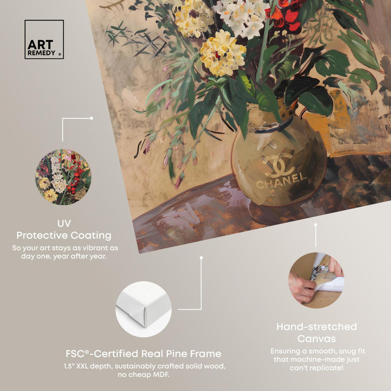 Wildflower Vase Abstract Canvas Wall Art, 15" x 10"