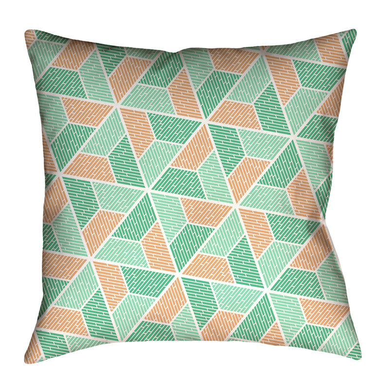 Coussin Katelyn Elizabeth, 18 po x 18 po, Vert / Orange, Sergé de coton
