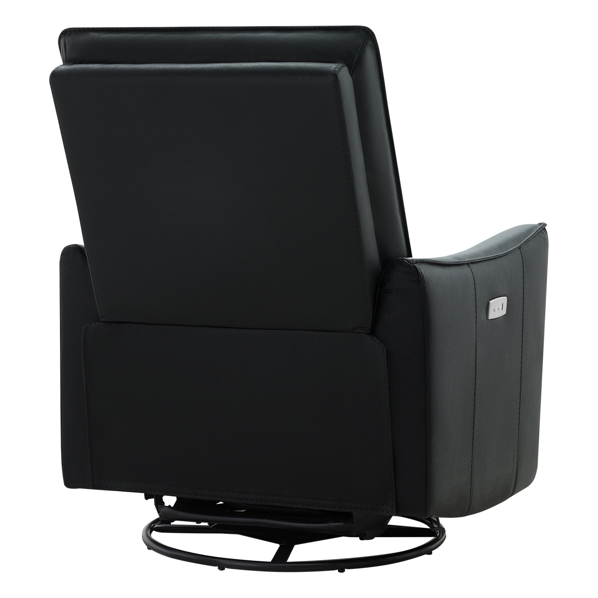 Gabi Swivel Glider Power Recliner, Florida Black Top Grain Genuine Leather