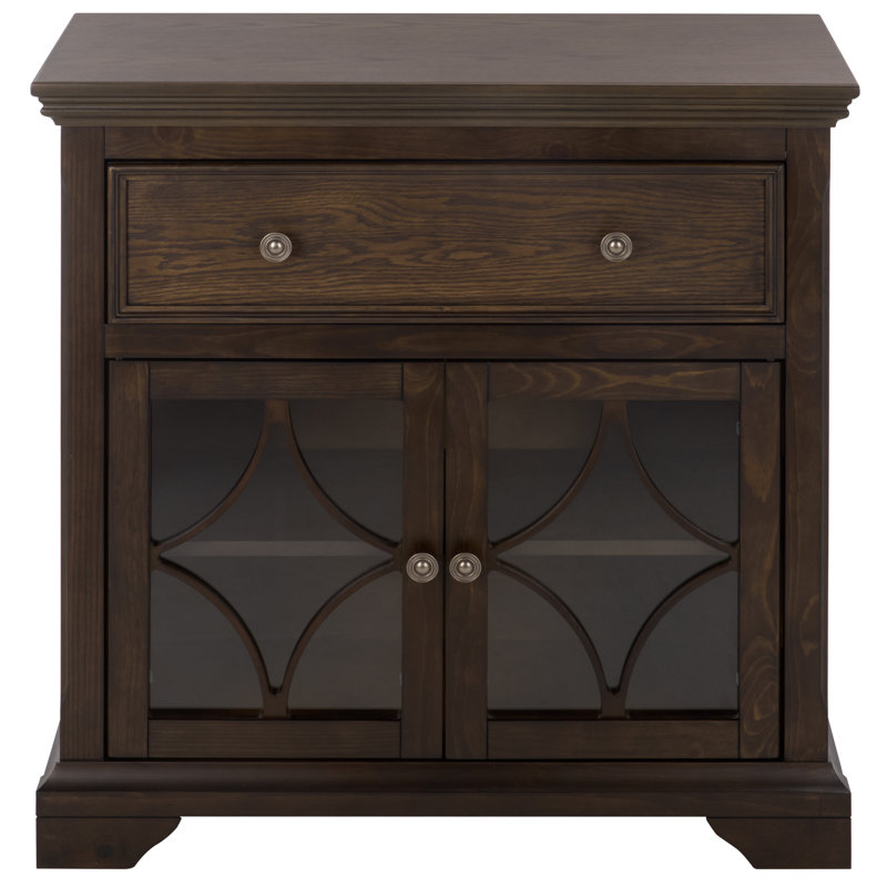 David 2 Door 1 Drawer Cabinet, Dark Walnut