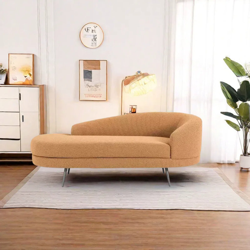 Chaise longue en tissu avec pieds en métal, Orienté à droite, Couleur café