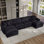 Ensemble de canapé modulaire surdimensionné en U pour petits appartements pour salon profond, canapé-lit confortable pour 4 personnes avec 2 repose-pieds mobiles, combinaison de bricolage, chenille