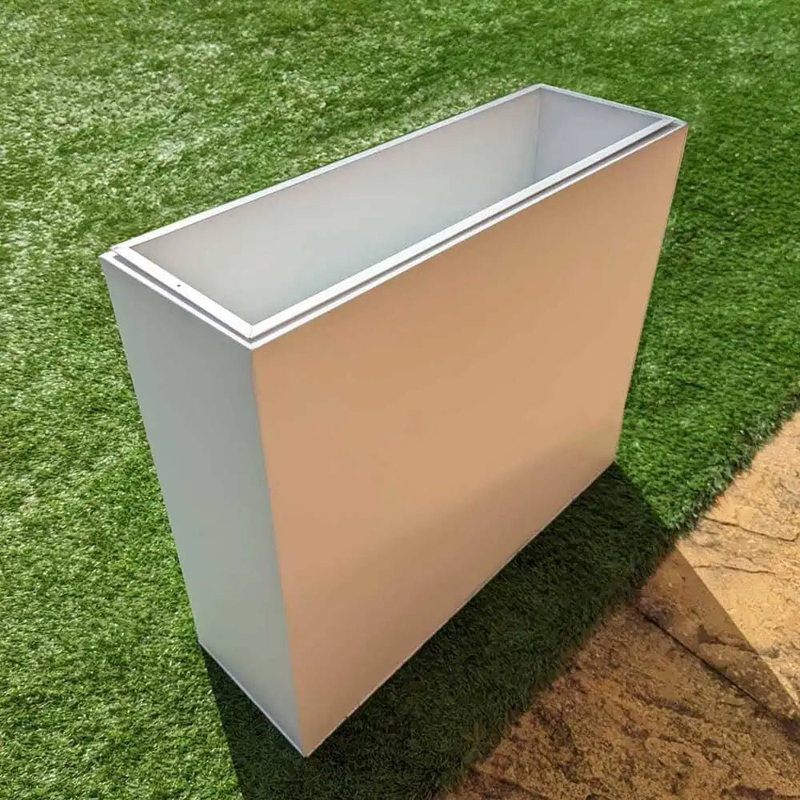 Reny Galvanised Zinc Trough Planter, 25cm H x 60cm W x 25cm D, White