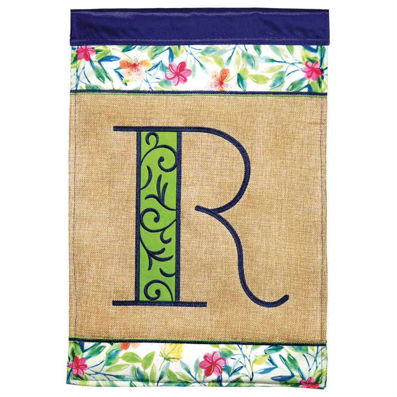 Drapeau Bitner Spring - toile de jute monogramme R 13 x 18