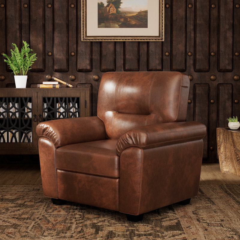 Fauteuil club en cuir Gottfried, Similicuir brun