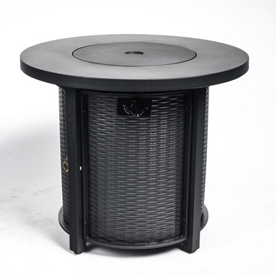 30Inch Propane Round Fire Table, 40000Btu, Lava Rocks Outdoor Use 40000Btu Pit Table For Garden, 30Inch, Stainless Steel Top