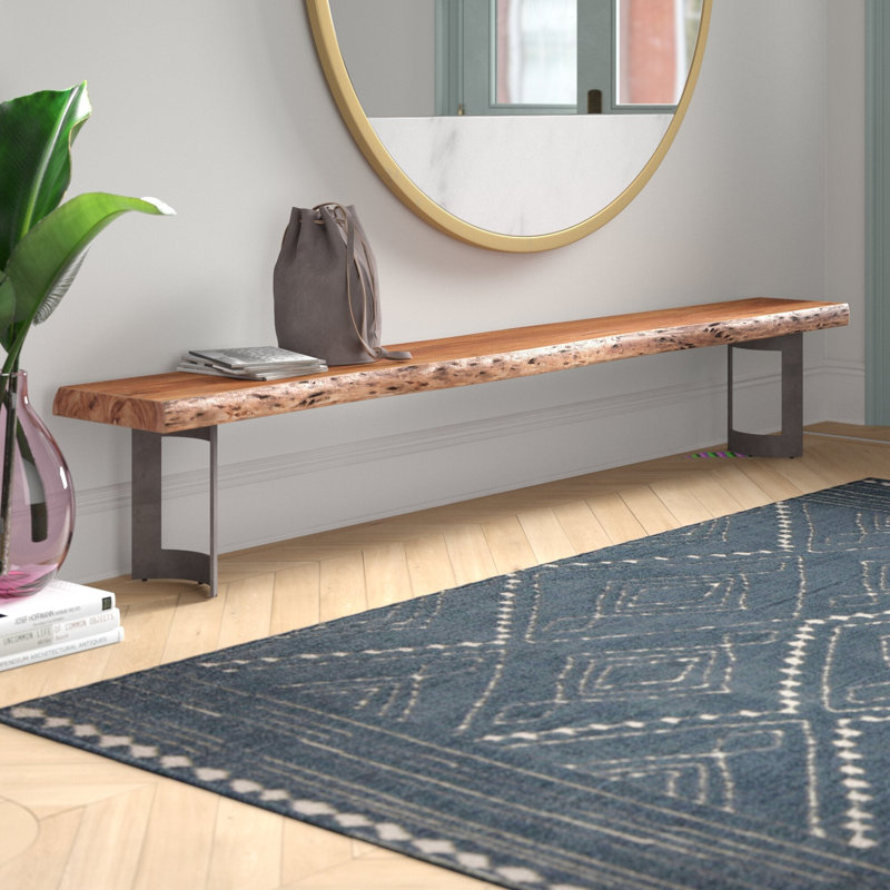 Banc en bois Burnell Live Edge, H 18 po x l 108 po x P 15 po, Brown
