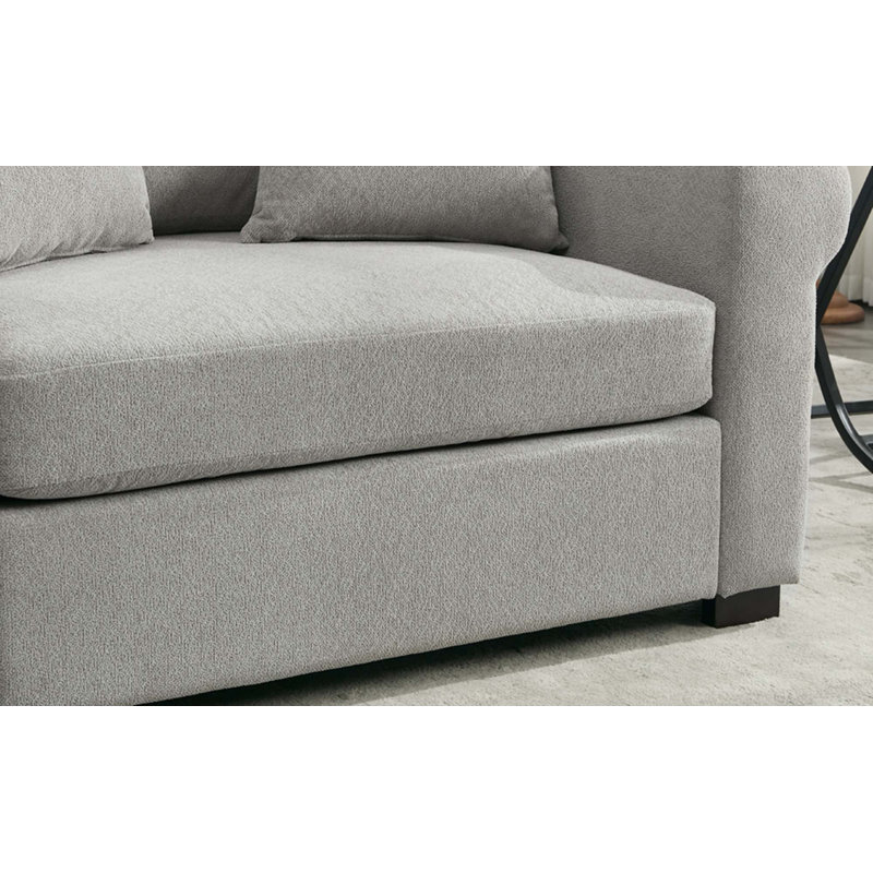 Fauteuil d'appoint moderne en chenille surdimensionné, Gris clair