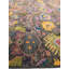 Tapis unique en laine noué à la main gris / jaune / bleu de 9 pi x 12 pi