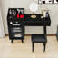 Bureau de maquillage avec tiroirs, tablettes réglables, port de charge et tabouret rembourré-1192148901