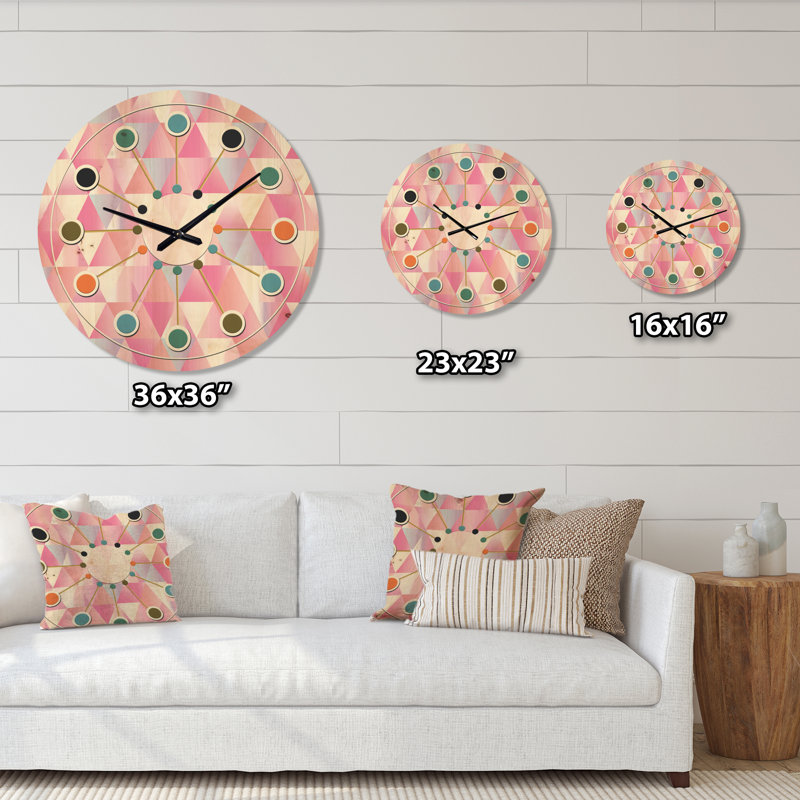Horloge murale en bois Diamond Retro VI - Mid-Century, Petit