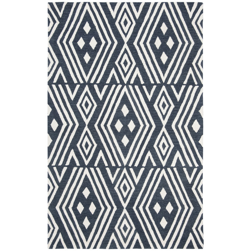 Allentown Rectangle Geometric Wool Hand Woven Area Rug, Rectangle 152 x 244 cm