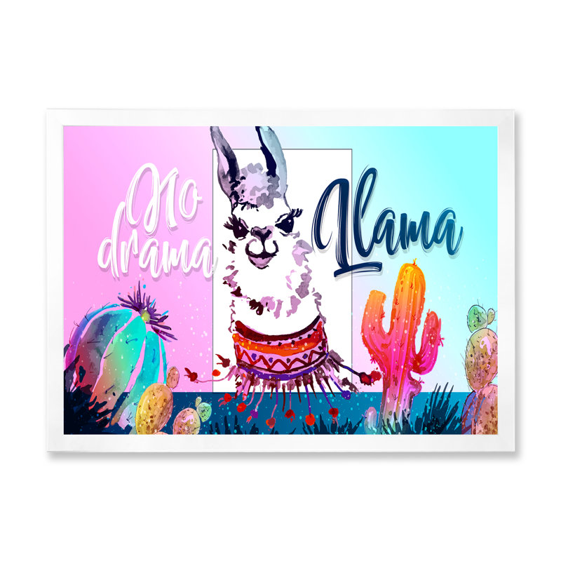 No Drama Llama - Photographie sur toile, H 12 po x l 20 po x P 1,5 po, Toile blanche encadrée