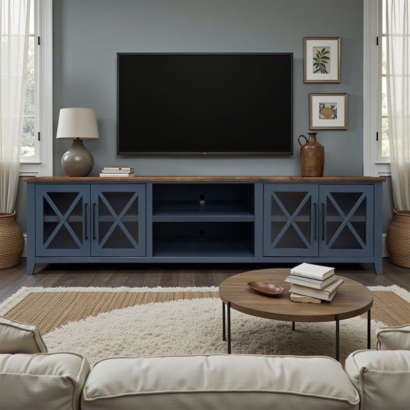 Ithaca 96 Inch TV Stand Console, Blue, No