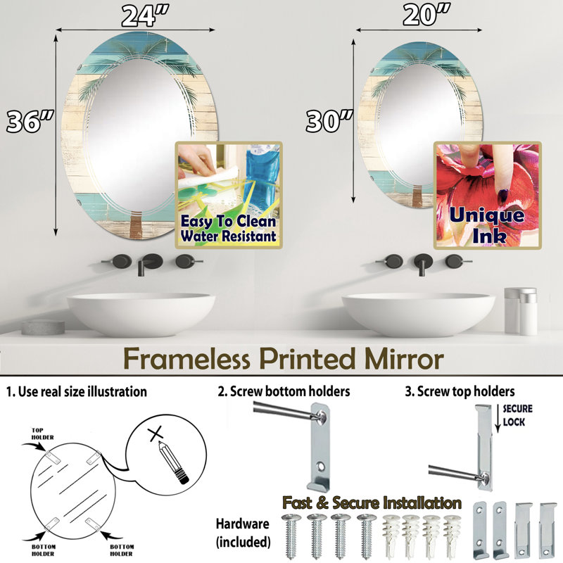 Miroir mural Zyiana, 36 po x 24 po