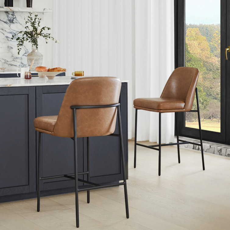 Angelick Upholstered Counter Stool with Metal Frame