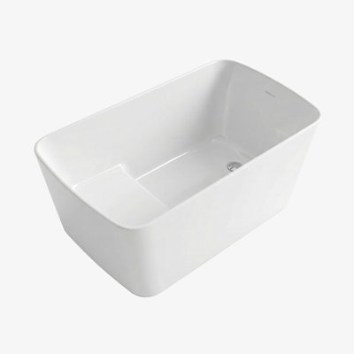 55" Modern Acrylic Freestanding Tub Glossy White Finish