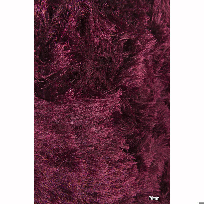 Croydon Authentic Hand-Woven Handmade High Pile Modern Shag Wool & Polyester Area Rug, Round 7'9", Purple